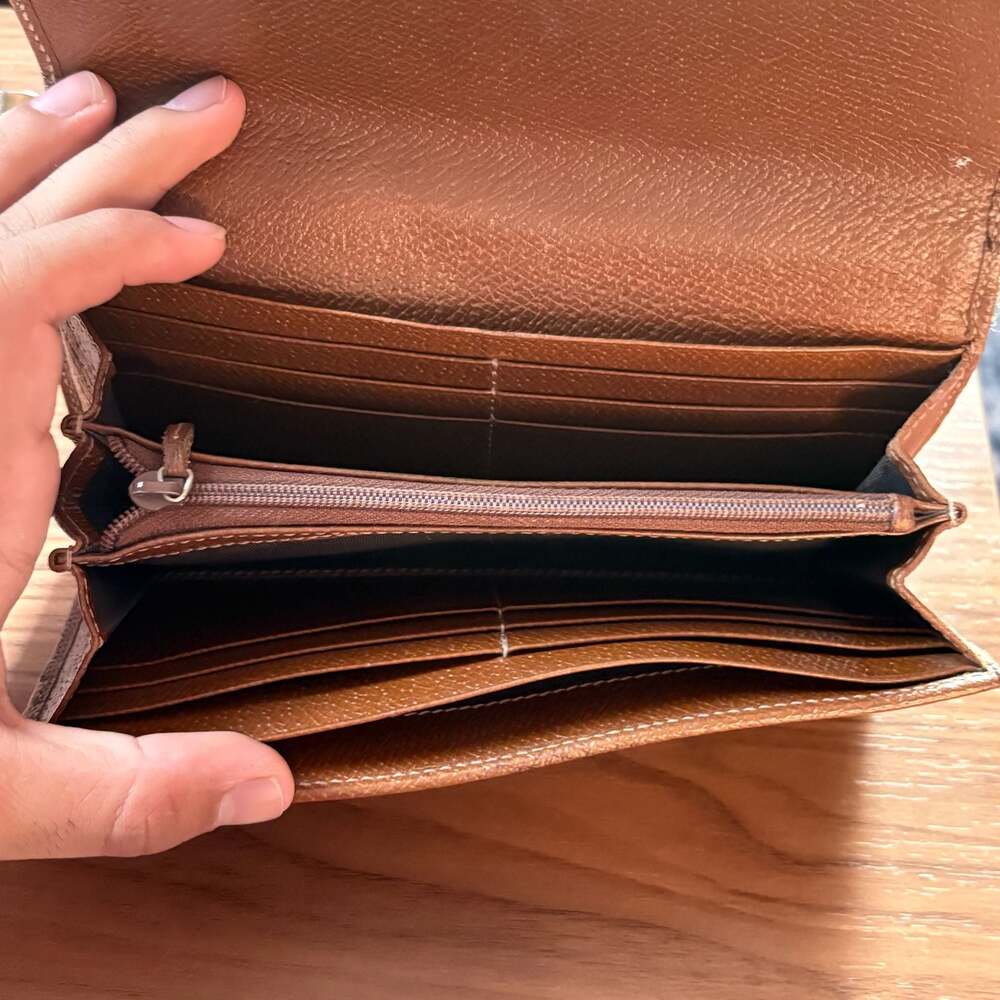 Gucci GG Canvas and Brown Leather Continental Long Flap Wallet - Picture 7 of 10